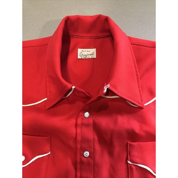 Original Vintage clothing, Western Red Metal Button men's shirt L/XL - Picture 3 of 12